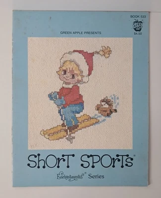 Vintage CrossStitch Pattern Booklet Short Sports Green Apple Enchantments Series - Image 1 of 4