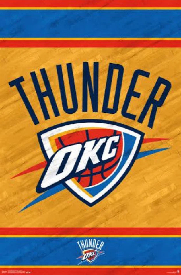 Letrero de metal Oklahoma City Thunder Beach Towel equipo de la NBA amarillo azul rojo 12x8 pulgadas Foto 1 de 1
