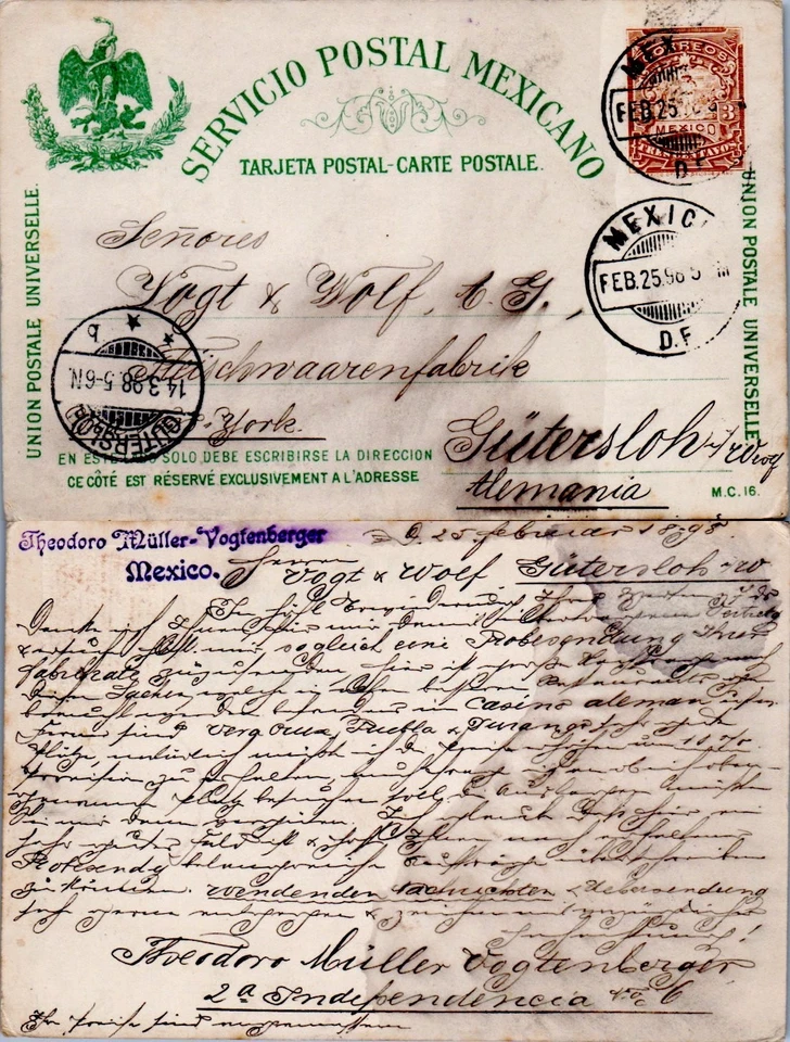 Papelería postal méxico 1898 a ALEMANIA (A10/72) Foto 1 de 1