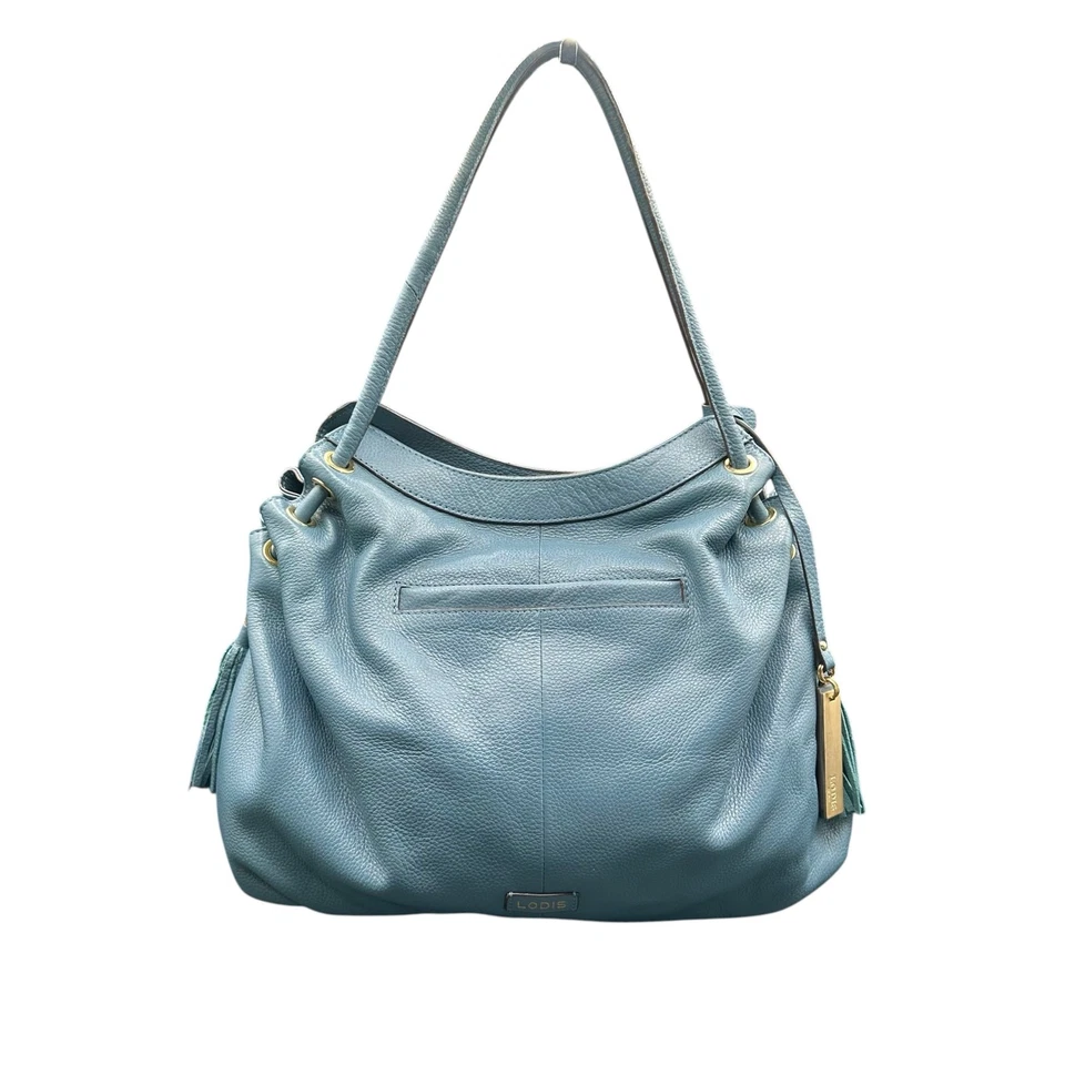 Bolso de hombro de cuero azul Lodis Hobo holgado Foto 1 de 4