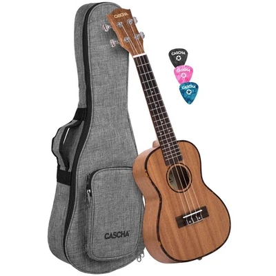 CASCHA HH2035 Premium set ukulele da concerto in mogano icl. Borsa + 3 plettri