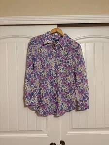 Modcloth Flower Patch Pleasantries Bluse klein lila Blumenmuster Knopf NEU - Bild 1 von 3