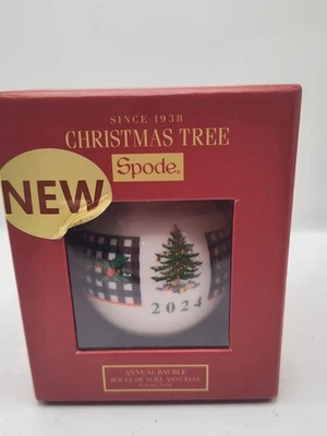 Spode Christmas Tree Bauble Ornament, Porcelain Centerpiece, Red Ribbon 2024 - Image 1 of 3