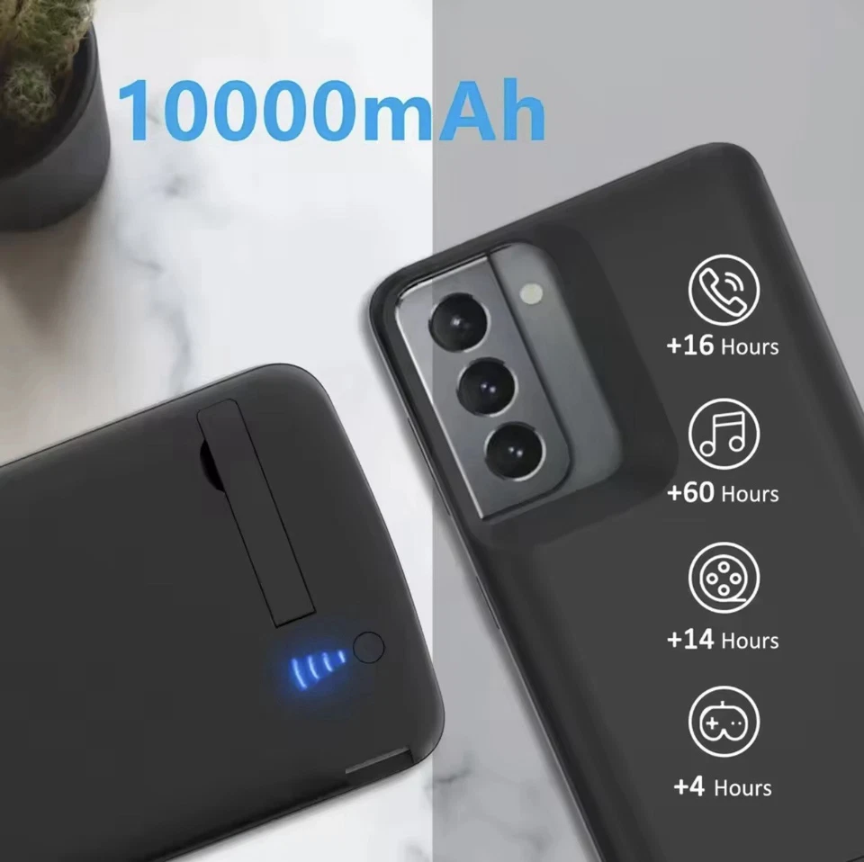 Estuche de alimentación de 10000 mAh para Samsung Galaxy Note 20 Ultra 8 9 10 S8 S9 S10 S20 S21 S22 Foto 1 de 4