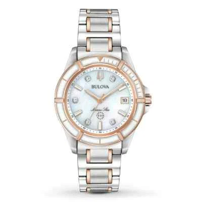 BULOVA 98P187 Marine Star Diamond Mother-of-Pearl Dial Ceramic Ladies Watch $495 - Image 1 of 2
