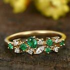 2Ct Pear, Princess & Round Simulated Emerald Wedding Ring 14K Yellow Gold Plated