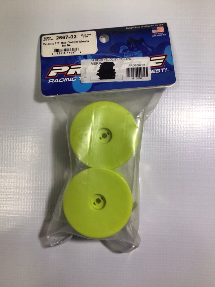 Vintage pro line 2667 velocity 2.2 rear yellow wheels buggy Associated ￼B4 Box39 - Image 1 of 1