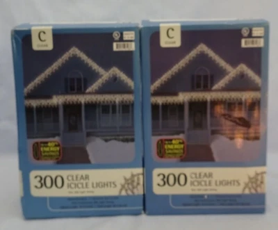 300 Clear Icicle Lights By Target Lot Of 2 Outdoor Indoor NIB Energy Savings - Image 1 of 4