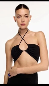 Sunday Best Aritzia Women’s Black Cora Halter Top Crop Top Size XS Tube Top - Picture 1 of 7
