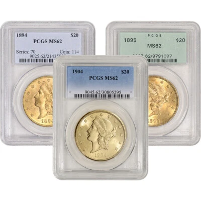 Oro EE. UU. $20 Liberty Head Double Eagle - PCGS MS62 - Fecha y etiqueta aleatorias Foto 1 de 3