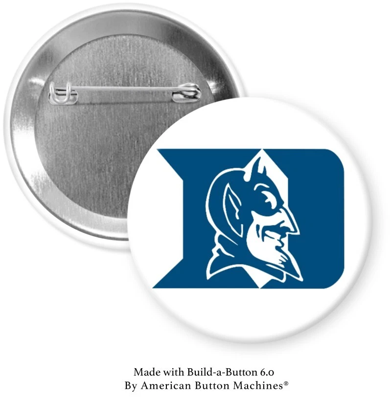 Duke University HOT Pinback Button Blue Devils  2 1/4 inch Football Basketball - Image 1 of 4