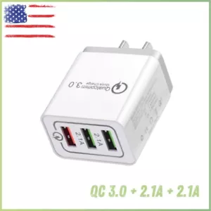 3-Ports Fast Wall Charger Charging Block Phone USB Cube For iPhone iPad Samsung - Picture 1 of 12