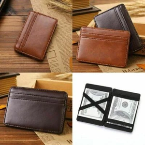 PU Leather Money Clip Slim Mens Wallet ID Credit Holder Case Card New Q6 - Picture 1 of 15