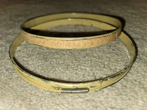 Vintage 6" Enamel & Metal Round Spring Tension & Cork Lined Embroidery Hoop - Picture 1 of 6