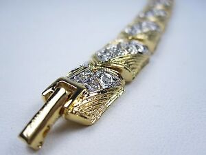 D'Orlan Gold Plated Bracelet with Swarovski Crystals - 7 1/2" Length 0604