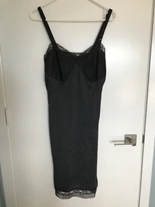 Vintage 60s Full Slip Rogers Black Silky Lace Size 36 USA - Bild 1 von 6