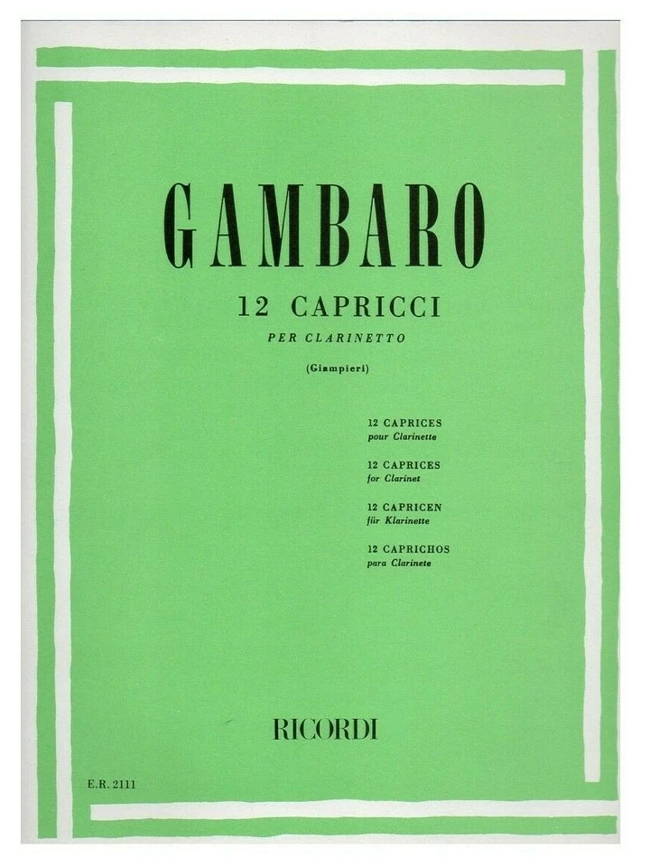Gambaro 12 capricci per clarinetto Giampieri edizione Ricordi metodo spartiti - Immagine 1 di 1