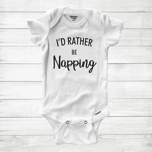 Funny Quote Gift Bodysuit Baby Clothes Gift Romper Sleepy Rather Be Napping - Picture 1 of 2