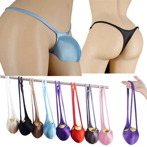 Herren Sexy Öl Hochglanz Unterwäsche Tangas Höschen niedrig tailliert G-Saiten Slips Dessous - Bild 1 von 24