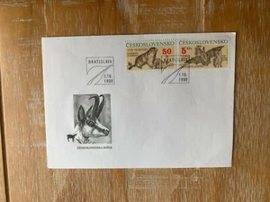 CZECHOSLOVAKIA 1990 FDC ANIMALS GOAT MARMOT BAT - Picture 1 of 1