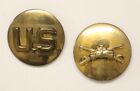 U.S. Army Enlisted Collar Pin set 7664: U.S. & Armored - semi-domed, gilt