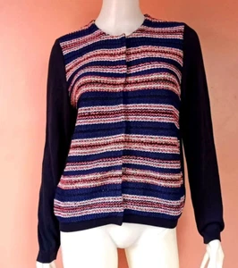 CÁRDIGAN COOHEM JAPÓN YONETOMI GENUINO TEJIDO TWEED RAYAS TALLA 36 - Imagen 1 de 6