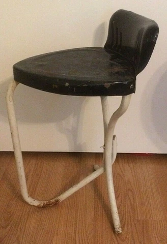 Antique Mid-Century 3 Legged Metal Chair Stool Decor Rare Bar Furniture Cover