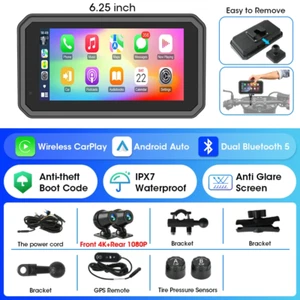 5/6.25 Pollici Moto Carplay Anteriore 4K + Posteriore 1080P Moto DVR Navigazione - Foto 1 di 14