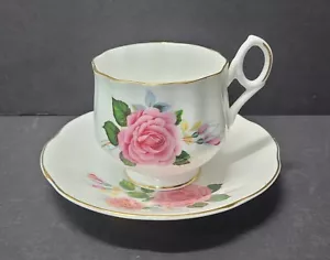Royal Dover Pink Rose Pattern RD01 Rose Cup and Saucer-Excellent Condition - Picture 1 of 5