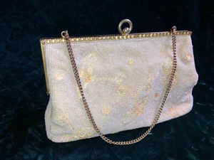 Near Mint Vintage European White Micro Glass Beaded Handbag by Ed B. Robinson - Picture 1 of 9