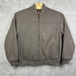 Red Ranch Wear Brown Wool Blend Western Bomber Jacket Size XL - Picture 1 of 7