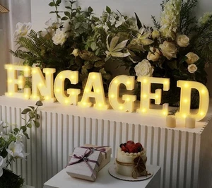 7 Pcs Engaged LED Letter Lights Sign Wedding Bridal Shower Table Decoration - Picture 1 of 3