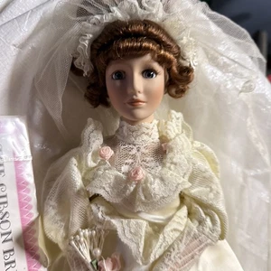 Franklin Mint Gibson Girl Wedding Porcelain Doll Victorian Bride 22”  SC9 - Picture 1 of 8