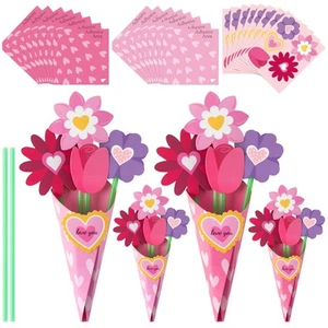 Flower Bouquet Craft Kit - 24Pcs Mother's Day Pink Flower Bouquet Craft Kit f... - Picture 1 of 7