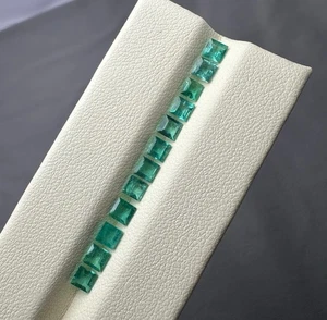 3.5mm Square 12 Pieces 100% Natural Zambian Emerald - Picture 1 of 2