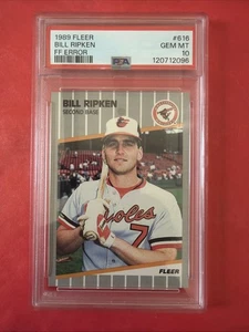 1989 Fleer - Billy Ripken #616 FF on Bat Knob PSA 10 - Bild 1 von 2