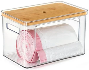 Stackable Storage with Bamboo Top for Kitchen Laundry Room Organization Extra... - Picture 1 of 7