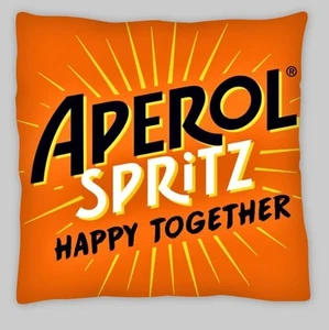 aperol spritz Cushion Cover 18” x18'' Linen weave MANCAVE PUB BOOZE - Picture 1 of 3