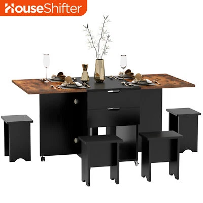 Mesa de comedor moderna marrón 67" para 6 sillas plegables juego de comedor escritorio de cocina Foto 1 de 4