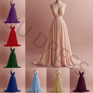 Chiffon Wedding Dress Summer Beach Dress Off Shoulder A Line Elegant Bridal Gown - Picture 1 of 25