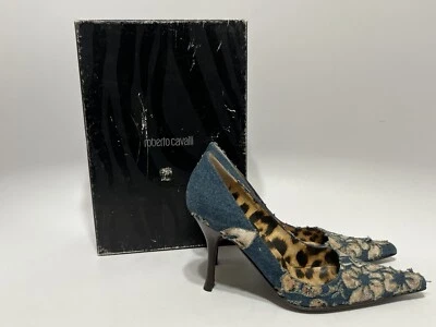 复古 ROBERTO CAVALLI SS2002 CUTOUT 蓝色牛仔布 36 — 第 1/4 张图片
