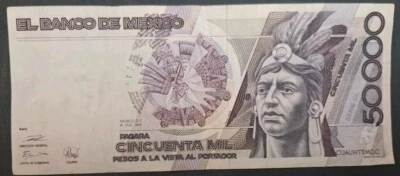México 50000 Pesos 1990 P93b Serie GL Q3190813. Foto 1 de 3