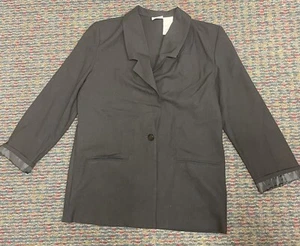 Vintage Bobbie Brooks Black 1 Button Blazer Womens Size 10 Shoulder Pads Pockets - Picture 1 of 9