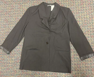 Blazer feminino vintage Bobbie Brooks preto 1 botão tamanho 10 bolsos ombreiras - Imagem 1 de 4