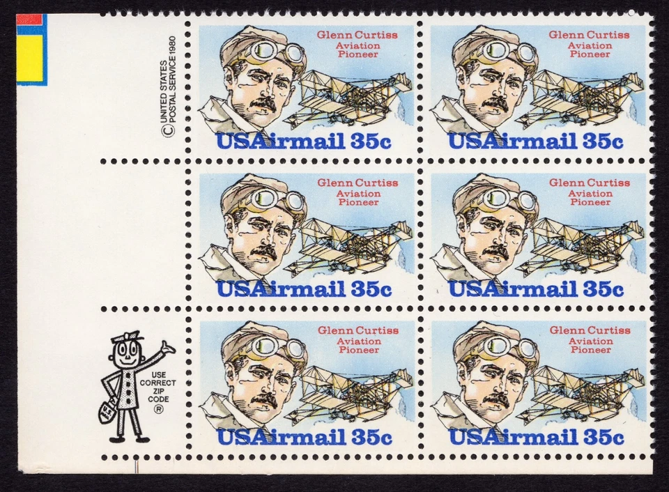 Scott #c100 Glenn Curtis Zip Block Of 6 Stamps - MNH LR - Image 1 of 1