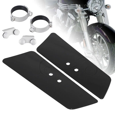 Deflectores de viento de horquilla negros con montaje de hardware aptos para Honda Yamaha V Star 1100 Foto 1 de 4