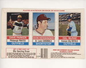 1976 Hostess All-Star Team Triple Panels Dave Parker Don Kessinger Hal McRae