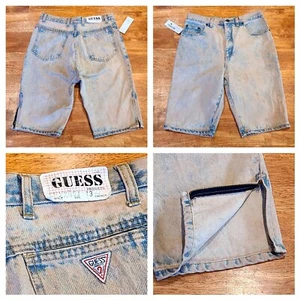 New! Vtg 90's Guess Jeans Georges Marciano Denim Shorts Acid Wash Men's 30 Waist - Picture 1 of 15