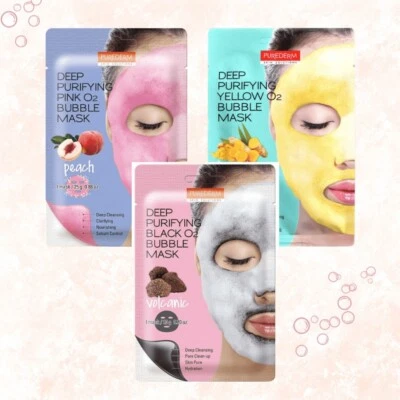 Masque visage coréen en tissu - bubble masque purederm lot de 3 - Image 1 of 4