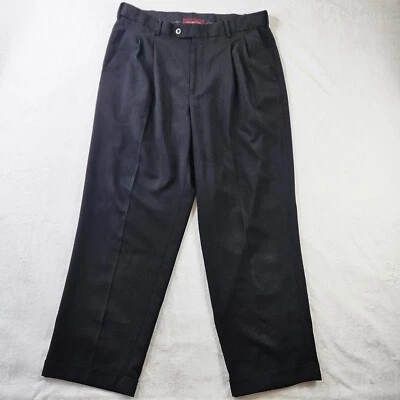 Pantalones de vestir Covington para hombre W36 L29 negros 100 % poliéster plisados con puños de negocios Foto 1 de 4
